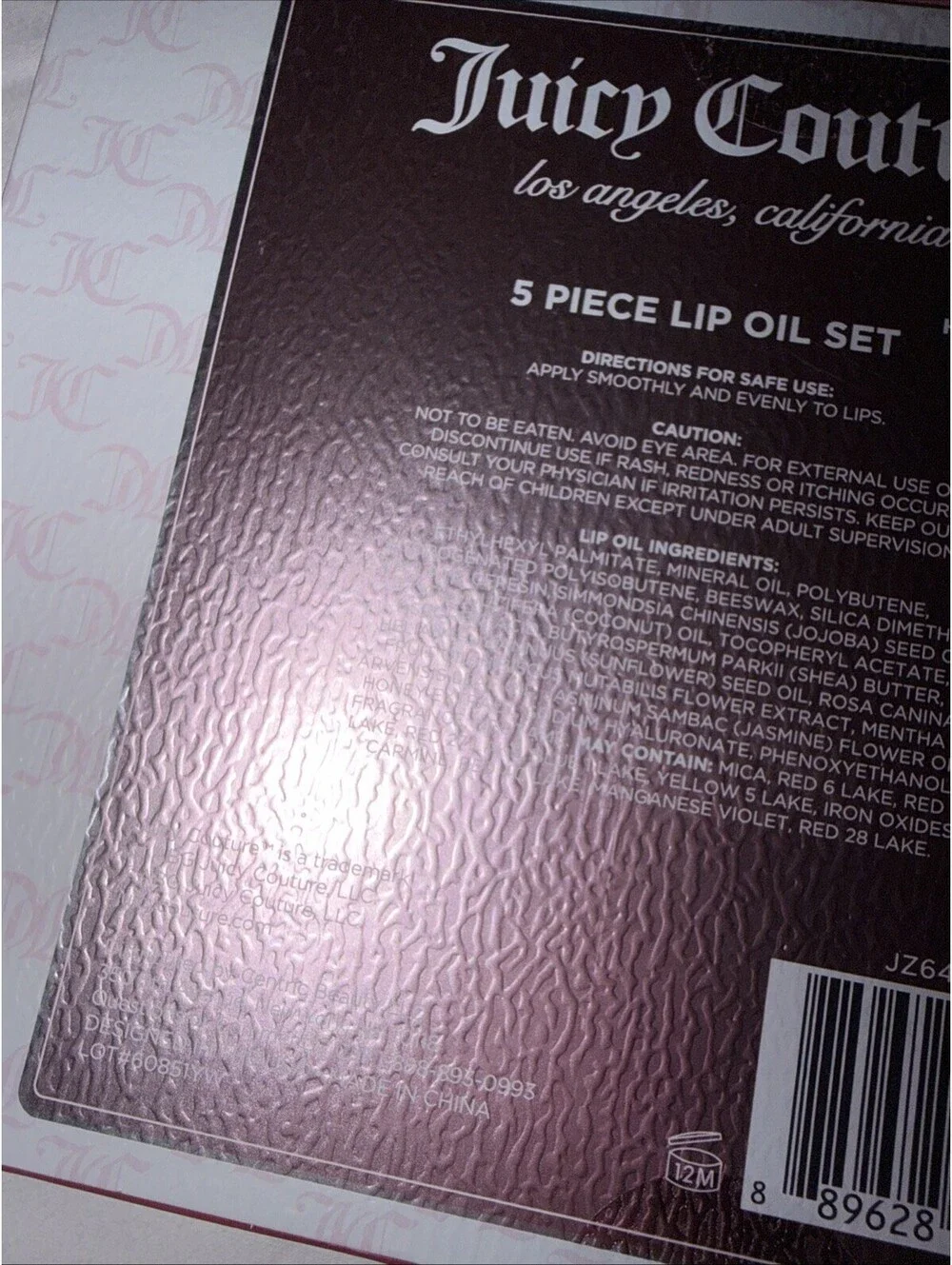 Juicy Couture Lip Oil Set 5pc pinks with hyaluronic acid  0.7 fl oz new